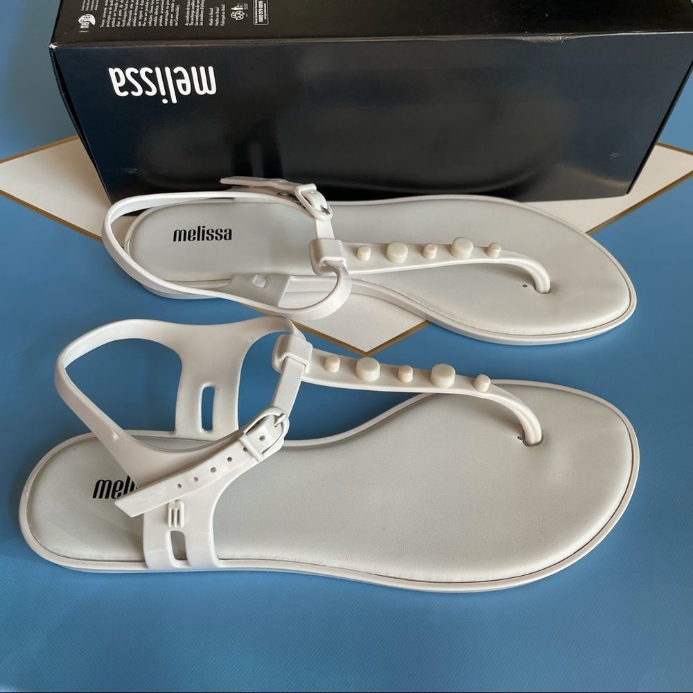 Melissa Solar V Ad Sandal In White Sz 10 Brand New